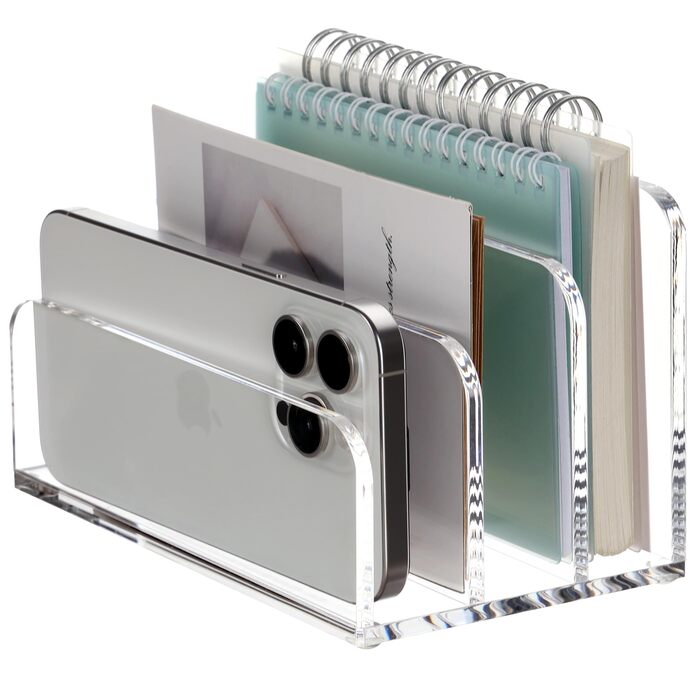 Акрилова папка для документів SANRUI, 3 вертикальні відділення, прозорий вертикальний тримач для листів, багатофункціональний, для офісу, дому, школи