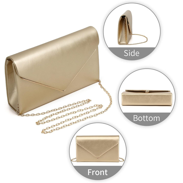 Елегантна клатч-конверт Labair з екошкіри для жінок вечірня сумочка на весілля, урочисті події. Золотий колір