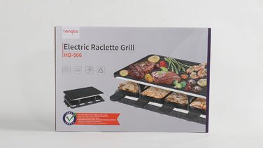 Раклетний гриль 2-в-1 Електричний настільний гриль на 8 осіб Двостороння пластина для гриля з антипригарним покриттям Електричний гриль Бездимний раклет з 8 міні-раклетами та 8 скребками Можна мити в посудомийній машині 1300 Вт Двостороння сковорода-гриль