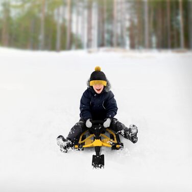 Німеччина Санки з кермом, дитячі санки від 5 років, скібоб для дітей та дорослих до 90 кг, санки з кермом, ножні гальма, тяговий т