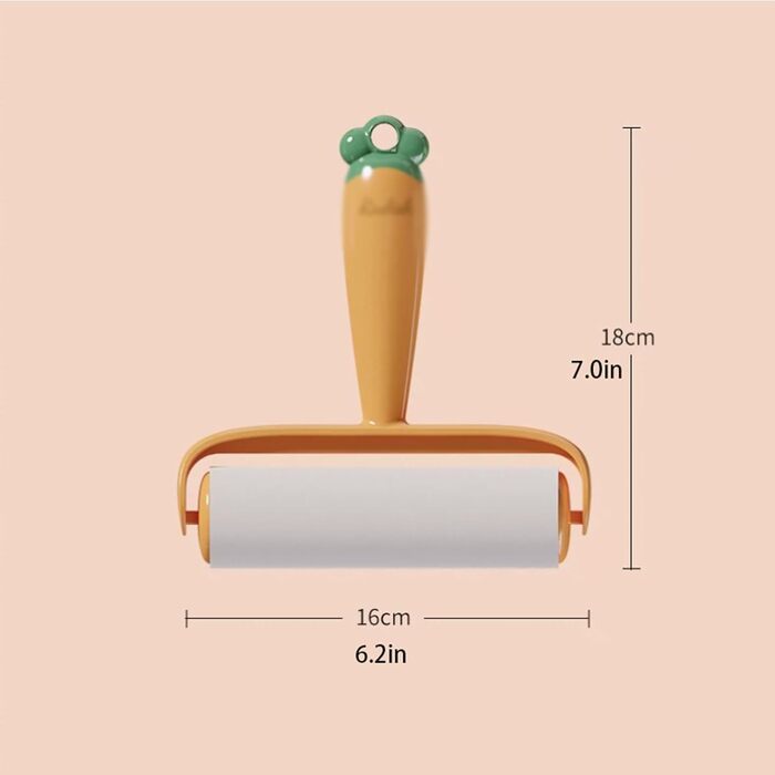 Валик для ворсу 10 см з 1 ручкою. Валики для ворсу для шерсті домашніх тварин, екстра липкі. Містить 1 рулон паперу/60 відривних шматочків помаранчевого кольору