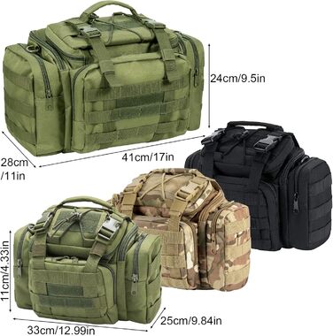 Сумка для рибальських снастей Dr.Fish із кількома кишенями та ременем через плече, водонепроникна сумка для риболовлі, походів, полювання, кемпінгу, подорожей, чорна (менший розмір)