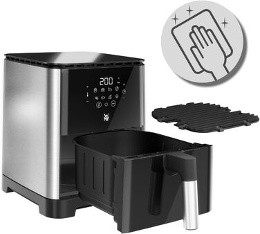 Мультикнопкова фритюрниця WMF, фритюрниця, 1550 Вт, 0,8 кг для 4-6 осіб, здорове смаження, зневоднення, гриль, фритюрниця з 8 програмами, фритюрниця 4,2 л, чорна