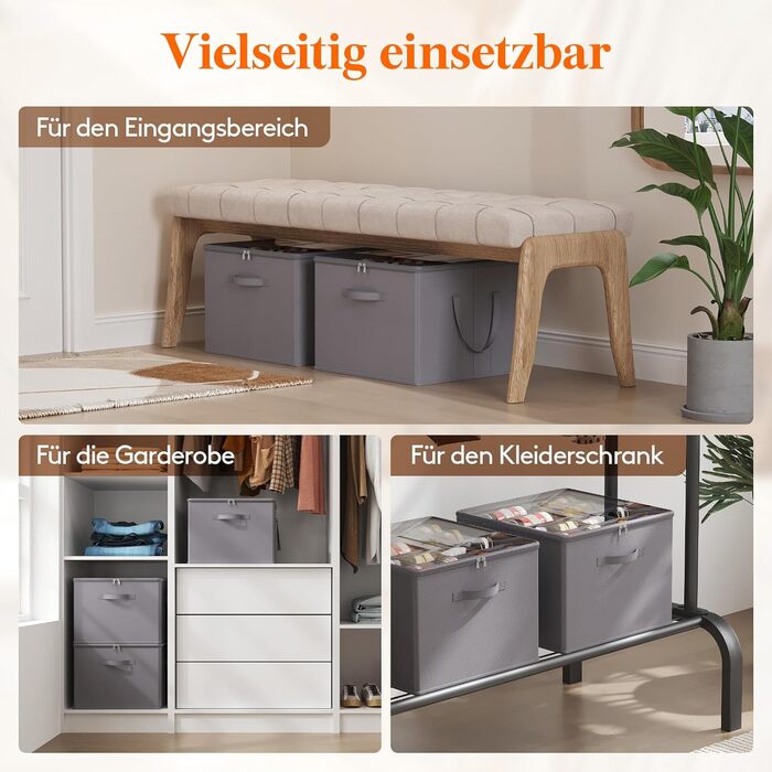 Органайзер для взуття Lifewit на 16 пар, велика взуттєва шафа з роздільниками та кришкою, компактна взуттєва коробка з ручками для зберігання взуття, сірий, комплект з 2 шт.