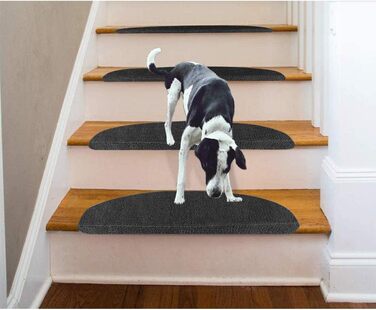 Набір із 15 самоклеючих килимків для сходів, нековзні, захисні килимки для сходів, підходять для дітей, людей похилого віку та домашніх тварин, 65 21 см, чорна сітка