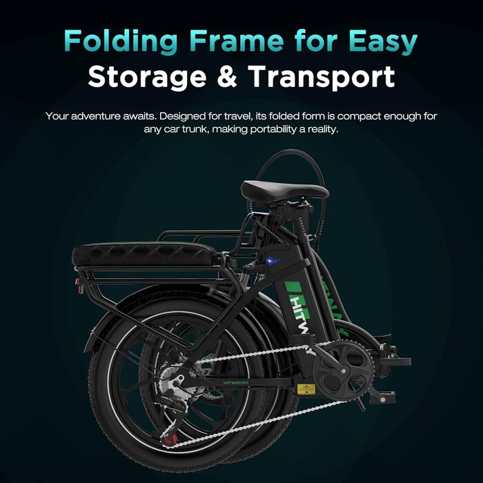 Електричний велосипед HITWAY E Bike BK6SL1-36V15.6Ah з двигуном 250 Вт, 20-дюймовий, запас ходу 70-150 км, 7 швидкостей, керування через додаток, складаний, водонепроникний педелецький велосипед IP54 SILVER