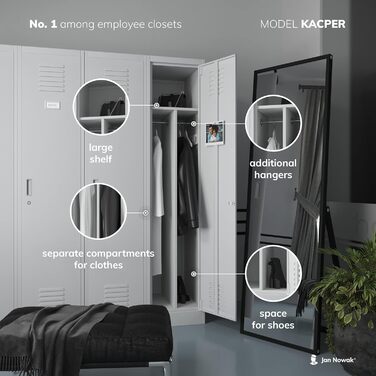 Шафа Jan Nowak, металева шафа, гардероб, шафа-шафа 2 відділення з вішалкою для одягу, роздільниками, вентиляційними отворами, 4 гачками для одягу на відділення 180 см x 80 см x 50 см Антрацит/Червоний Антрацит/Червоний 180 см x 80 см x 50 см