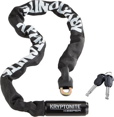 Інтегрований ланцюговий замок Kryptonite Keeper 785 - 85 см, клас безпеки 5/10, протиугінний велосипедний замок, зі сталевим ланцюгом 7 мм та 2 ключами - чорний