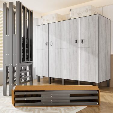 Складана шафа, 500 кг, тканинна шафа великої місткості 242 см з 2 рейками для вішалок, переносна тканинна шафа з чохлом для спальні (сірі двері D, 85 см) D Сірі двері 85 см