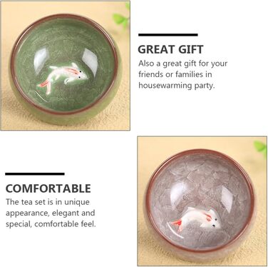 Керамічний чайний сервіс Рибка на 6 персон з ефектом тріщин, жаростійкий, креативний дизайн для дому та особистих чаювань