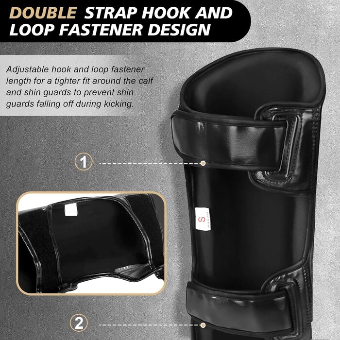 Щитки для гомілок NZQXJXZ для кікбоксингу та муай-тай, регульовані захисні накладки на ноги із захистом підйому стопи, спорядження для тренувань з бойових мистецтв, ММА та спарингу