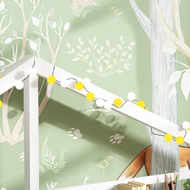 Дитяче ліжко Merax 90x200 см із захистом від падіння, дитяче ліжко-будиночок з шухлядами та полицею для зберігання, міцне дерев&39яне ліжко-будиночок на дереві з рейковою основою, ігрове ліжко для хлопчиків та дівчаток, біле 90 x 200 см, біле з шухлядами