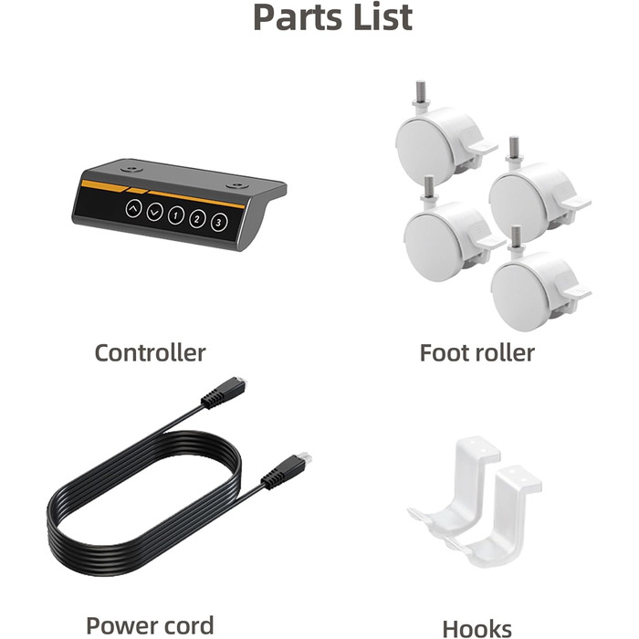 Каркас столу Claiks з регульованою висотою та колесами, електричний каркас столу з 3 функціями пам&39яті, каркас столу з потужним двигуном, білий, Т-подібний, білий