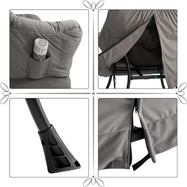 Крісло HollyHOME з відкидною спинкою, Вітальня та спальня, Оксамитове крісло-реклайнер, Крісло для читання, Крісло, Крісло для відпочинку, Темно-сірий, Темно-сірий 2