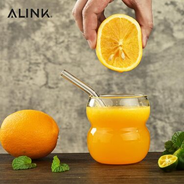 Набір склянок для пиття ALINK Bubble Glass з 4 склянок для пиття, ребристі склянки 380 мл, скло хвилі, келихи для латте макіато, с