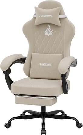 Геймерське крісло початкового рівня, ергономічне комп&39ютерне крісло з регульованою висотою та спинкою, просте ігрове крісло для дітей, підлітків та дорослих для кімнат та офісів, бежеве