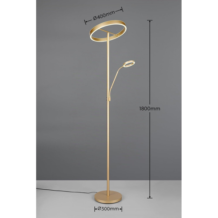 Стільовий торшер Trio Leuchten Willis 449510279, металевий, золотистий, 39 5.5 Вт LED, регульована колірна температура, диммер