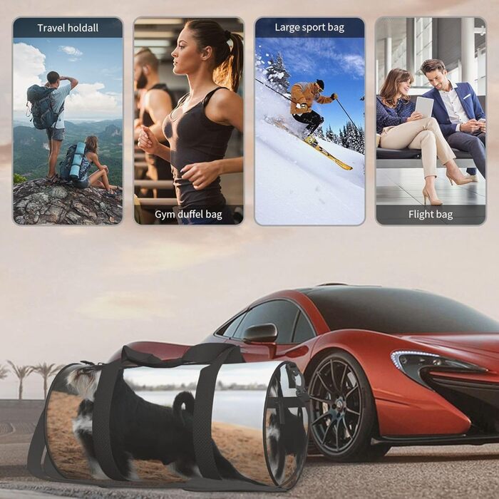 Спортивна сумка, дорожня сумка, дизайн снузер, собака, сумка для ночівлі, чорна, універсальний розмір, дорожня сумка