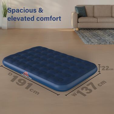 Надувний матрац Vivo Technologies з насосом кондиціонера, водонепроникний надувний матрац, швидко надувається для подорожей та кемпінгу, подвійний двоспальний надувний матрац насос кондиціонера