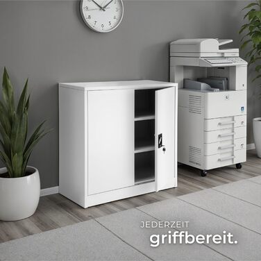 Картотечна шафа, що замикається, металева шафа з циліндричним замком безпеки, офісна шафа, що замикається, багатоцільова сталева шафа, 3 полиці з регульованою висотою, 90 x 40 x 90 см - сірий