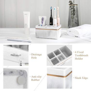 Тримач для зубних щіток Shinowa, 5 відділень електричний тримач для зубних щіток зі зливним отвором підставка для зубних щіток із