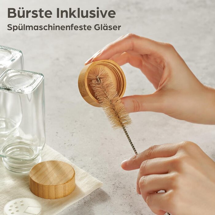 Підставка для спецій Praknu з банками - Підставка для спецій виготовлена з деревини FSC - Набір з 12 квадратних банок для спецій з бамбуковими кришками - Включає вкладиш для шейкера та етикетки - Набір кухонних органайзерів з 12 предметів з полицею