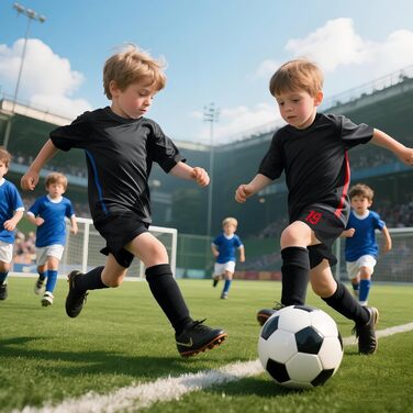 Футбольна майка для хлопчиків, дитяча тренувальна футболка, футбольна майка з футболкою, шортами, шкарпетками та щитками для гомілок, комплект 26, чорний-19