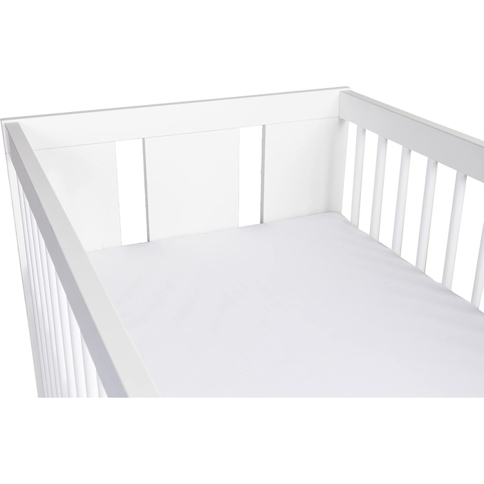 Дитяче ліжко Paulus White 12060 см Дитяче ліжечко/ліжечко з 3 рівнями регулювання висоти Лакована сосна та МДФ Стійке та безпечне (матрац не входить до комплекту)