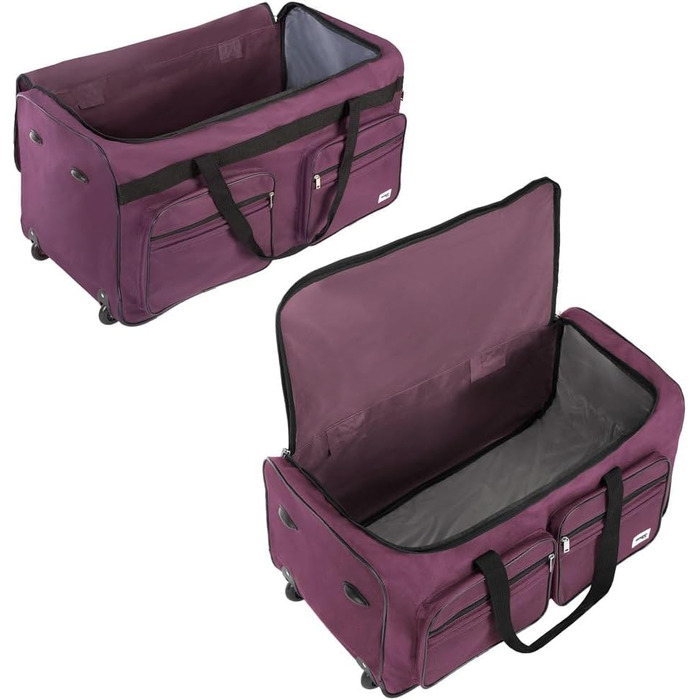 Валіза на колесах 85 літрів, функція тролі, телескопічна ручка, 70x36x34 см, стійкі ніжки, XL велика мяка сумка для подорожей, фіолетовий колір, 85л 70 x 36 x 34 см (ДxШxВ)