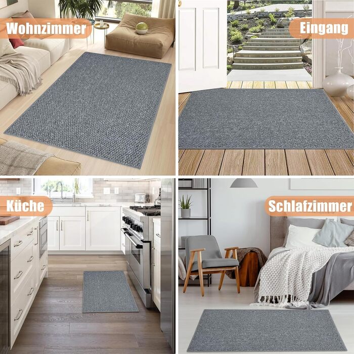 Килимок для внутрішніх приміщень, що вловлює бруд, 80x100 см, нековзний килимок для зовнішнього та внутрішнього використання, що миється, водонепроникний вхідний килимок, абсорбуючий килимок для вхідних дверей та дверей (сірий, 80 x 100 см)