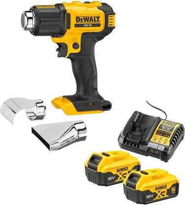 Акумуляторний фен DeWALT DCE530P2-QW 18 В 5 Ач - повний комплект - вкл. 2 акумулятора, зарядний пристрій, поверхневе сопло, рефлек