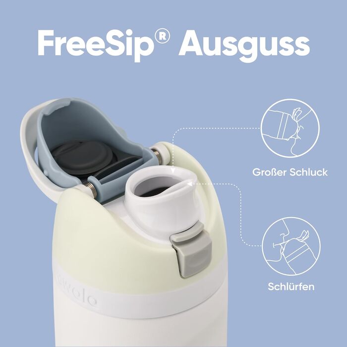 Ізольована пляшка для води з нержавіючої сталі Owala FreeSip з трубочкою, 710 мл без BPA, ідеально підходить для спорту, фітнесу, активного відпочинку та подорожей, Iced Breeze