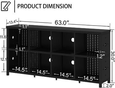 Книжкова полиця LVB з 8 відділеннями, 2-ярусна книжкова шафа, кубічна полиця, полиця-перегородка для кімнати, офісна полиця, горизонтальна, для вітальні, офісу, кабінету, дитячої кімнати, дерев&39яна, чорна, 34Г x 160Ш x 76В