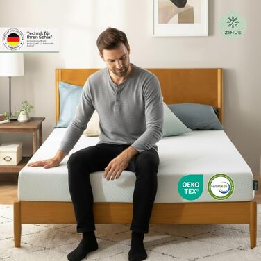 Матрац Zinus 140x200 см H2/H3 - Висота 11 см - Ергономічний матрац з холодної піни 140x200 см - Згортається матрац середньої жорсткості - Сертифіковано Oeko-TEX - Виготовлено за німецькими стандартами 140 x 200 см Висота 11 см Холодний гель