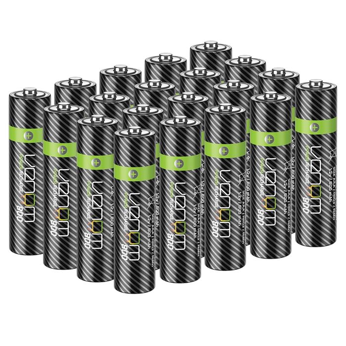 Батарейки Venom Power Recharge AAA, 800 мАг, акумуляторні, 20 шт. AAA, упаковка з 20 батарейок