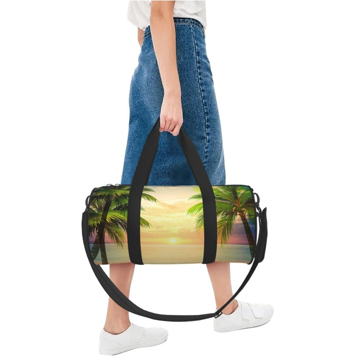 Спортивна сумка, дорожня сумка, пляжна сумка, принт Захід сонця, сумка на нічліг, чорна, універсальний розмір, сумка для подорожей