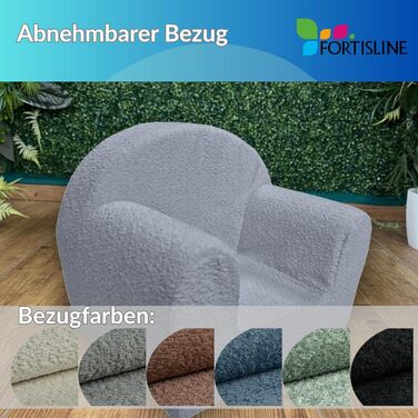 Дитяче крісло FORTISLINE Mini Plush (40x33x39 см) - М&39яке та безпечне - Крісло для немовлят та малюків, сертифіковане Oeko-TEX - М&39який дитячий диван/крісло-підголовник для дитячої кімнати, бежевий