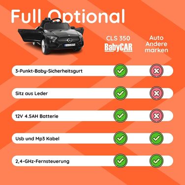 Дитячий електромобіль від Babycar модель Mercedes CLS 350 AMG (чорний) Електромобіль для дітей Акумулятор 12 вольт Офіційно ліценз