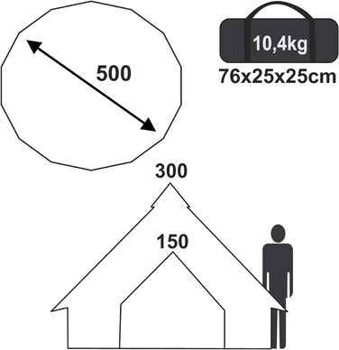 Намет Ravello 500 Teepee Tent для 6-8 осіб Сімейний намет Висота над головою Підлоговий піддон Водонепроникний 5000 мм Синій сірий