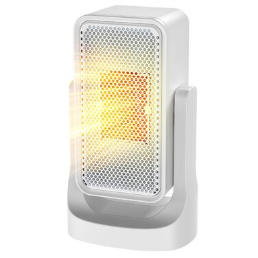 Енергозберігаючий тихий міні-вентиляторний обігрівач Qoosea потужністю 900 Вт, електричний обігрівач кімнати з керамічним нагрівальним елементом, 2 режими, швидке нагрівання 3S, PTC-обігрівач, електричний вентиляторний обігрівач для офісу та дому (білий)