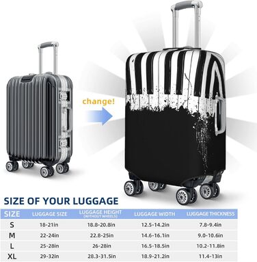 Чохол для валізи Клавiєр, міцний захист для багажу розміром 45.7-81.3 см, малий, чорний