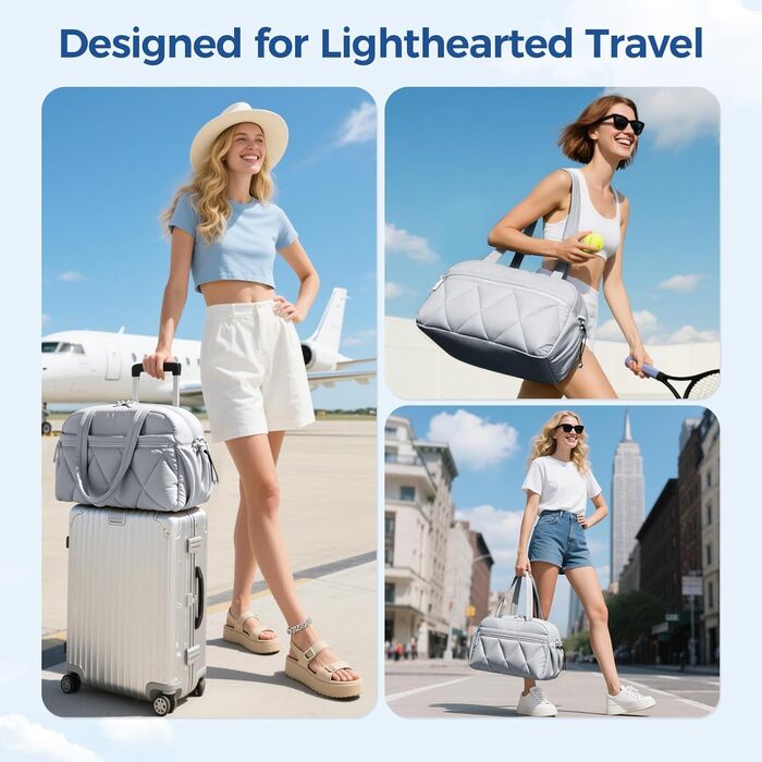 Жіноча дорожня сумка, легка спортивна сумка-пуховик з відділенням для взуття, сумка для вихідних, сумка для клініки, сумка для пологів, сумка для лікарні, дорожня сумка для авіаперельотів, фітнесу, сауни (сіра) Розмір сірий M 42*20*29