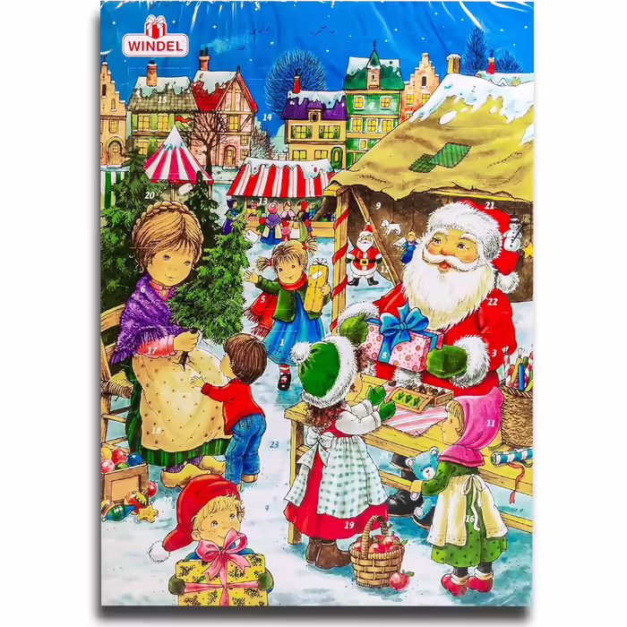 Адвент-календар, 24 фігурки з молочного шоколаду, мотив різдвяного ярмарку Windel