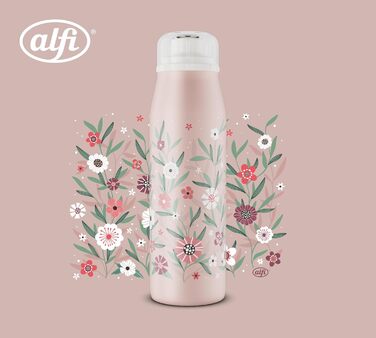 Дитяча пляшка alfi KIDS ISO 500 мл, пастельно-рожева, ізольована дитяча пляшка для пиття, нержавіюча сталь, повністю герметична з кришкою, що закручується, зберігає напої гарячими 12 годин, холодними 24 години, підходить для газованих напоїв, без BPA, кві