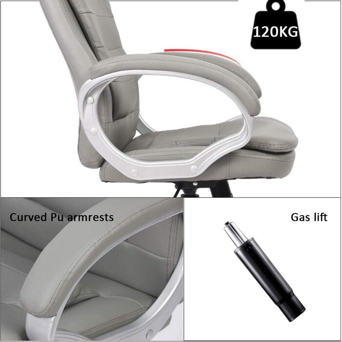 Офісне крісло Mucola з підлокітниками, ергономічне крісло керівника, ігрове крісло зі спинкою та вбудованим підголівником Вантажопідйомність 120 кг, регульована висота Робоче крісло, офісне крісло, комп&39ютерне крісло, обертове крісло