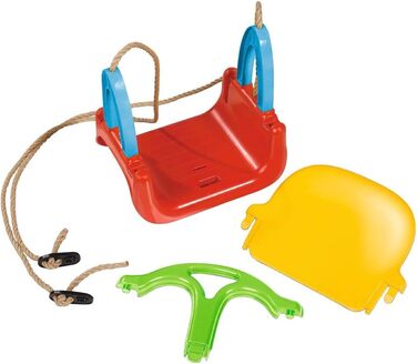 Гойдалка 3 в 1, мотузка попередньо змонтована, висота гойдалки приблизно 120 см, ширина сидіння 28 см, жовтий/синій/червоний/зелен