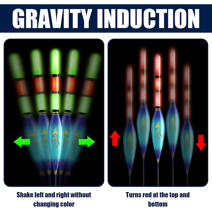 Світлодіодний поплавковий риболовний набір з індикатором клювання, двоколірний нічний рибальський буй, поплавці з підсвічуванням, плавучість 4 г/5 г/6 г/7 г/8 г/9 г, в комплекті акумулятори та зарядний пристрій, рибальські аксесуари для річок та озер 4 г/
