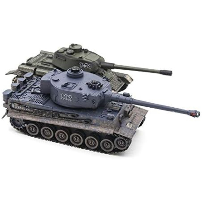 Набір радіокерованих моделей танків 128 Тигр та Т-34 з вбудованою інфрачервоною системою бою, 2,4 ГГц RC модель з функцією стрільби