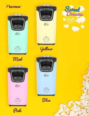 Виробник попкорну Bestron, турбо-попкорн менш ніж за 2 хвилини, машина для приготування попкорну з технологією гарячого повітря, включаючи 10 пакетиків для попкорну та вбудовану мірну чашку, колекція Sweet Dreams, колір рожевий