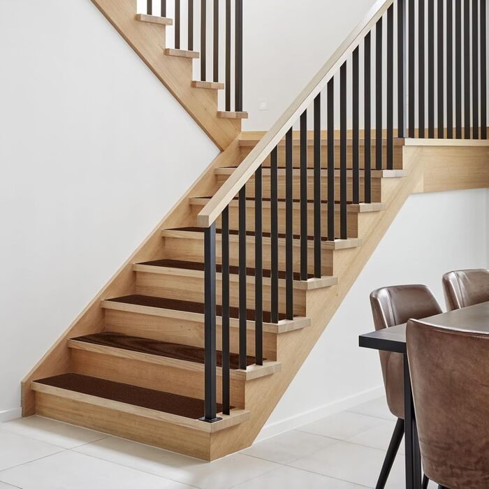 Килимки для сходів, ACESOME 10-штукові зносостійкі килимки для сходів, м&39який та зручний самоклеючий килимок для сходів, прямокутний килимовий покриття для сходів 80 x 20 см (кавовий)